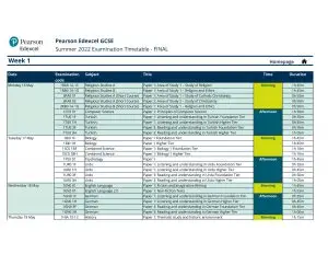 Edexcel Exam Timetable 2022